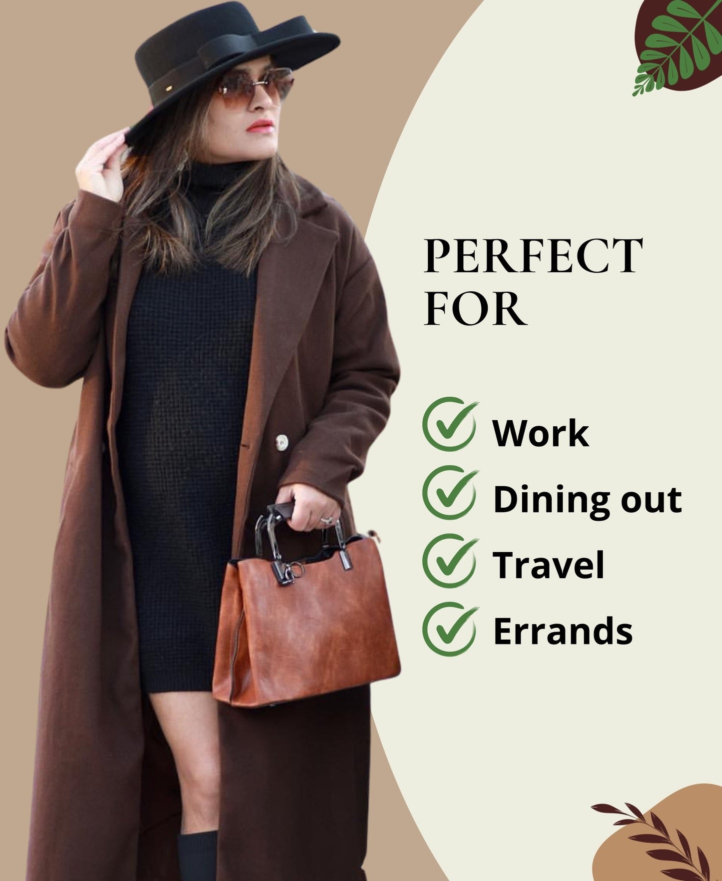 Trinity Handbag, Brown Handbags and Purses - Rofozzi