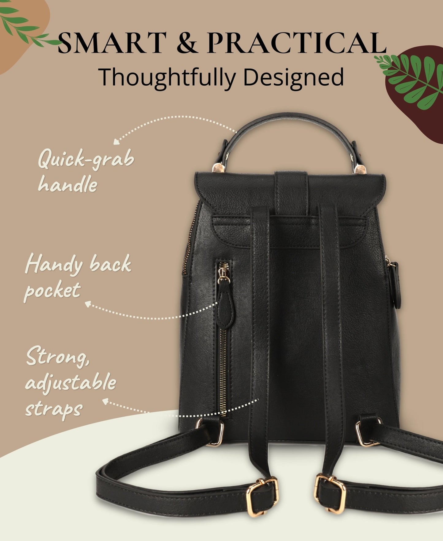 Layla Tablet Backpack, Black Handbags and Purses - Rofozzi