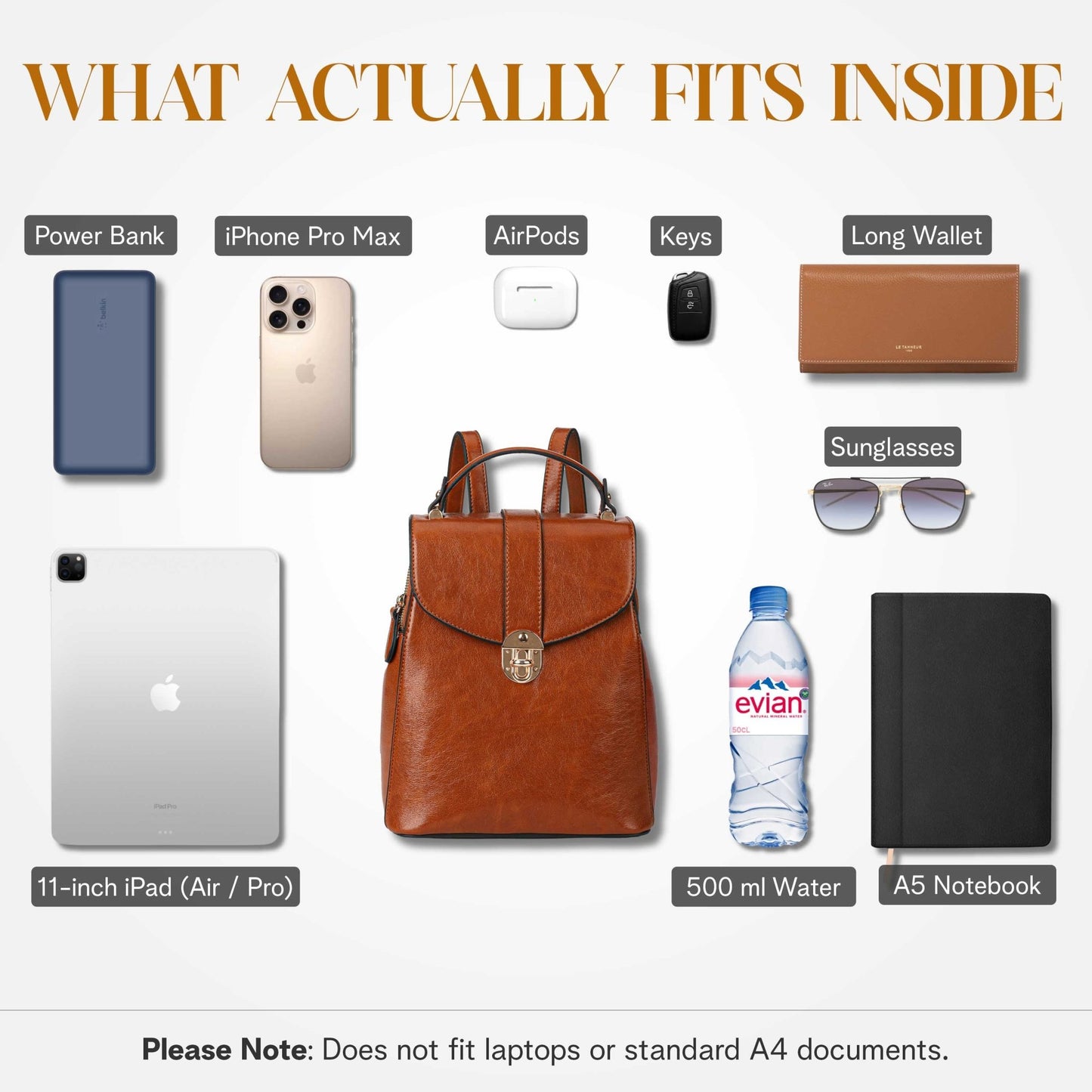 Layla Tablet Backpack, Brown Handbags and Purses - Rofozzi