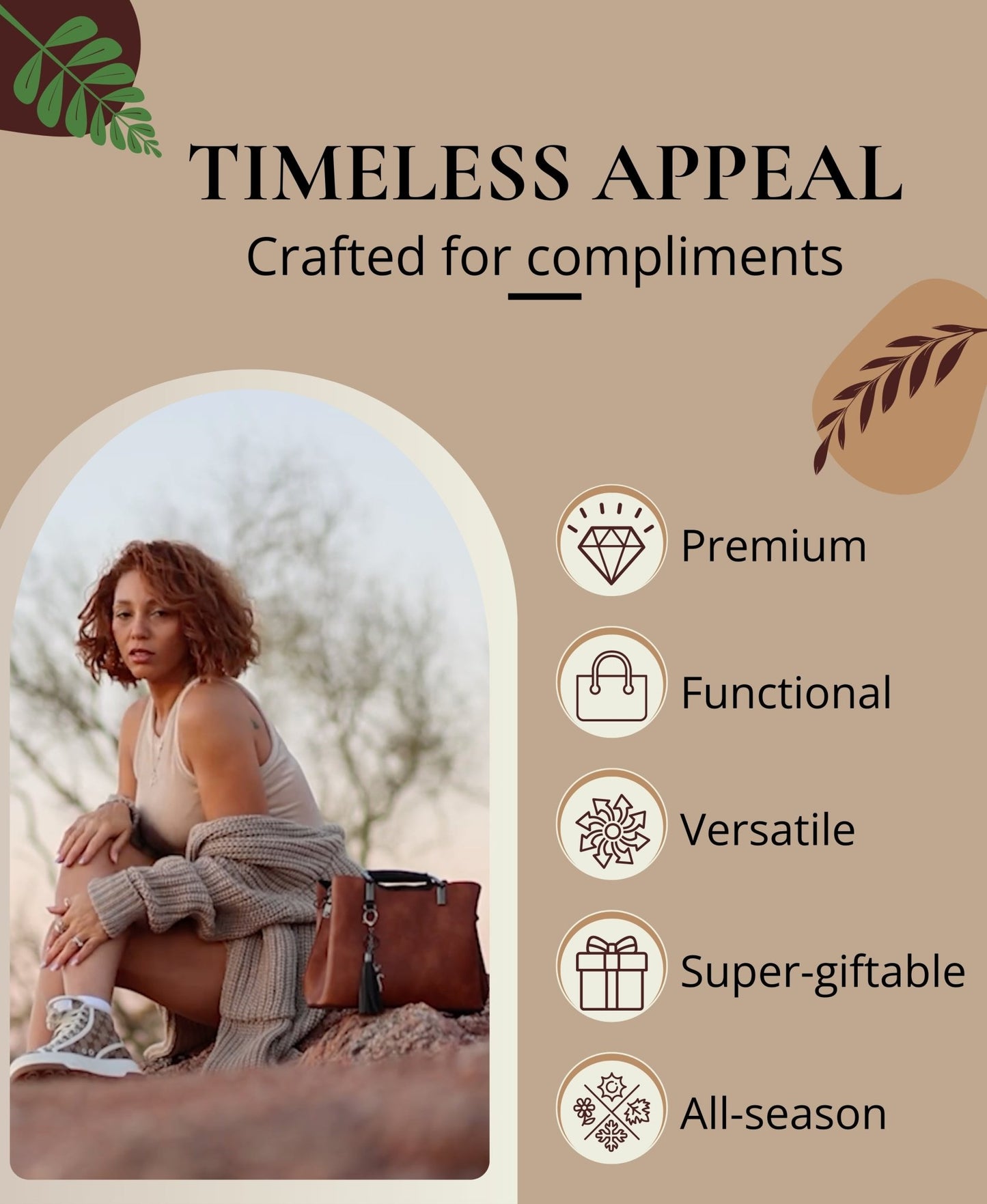 Trinity Handbag, Brown Handbags and Purses - Rofozzi