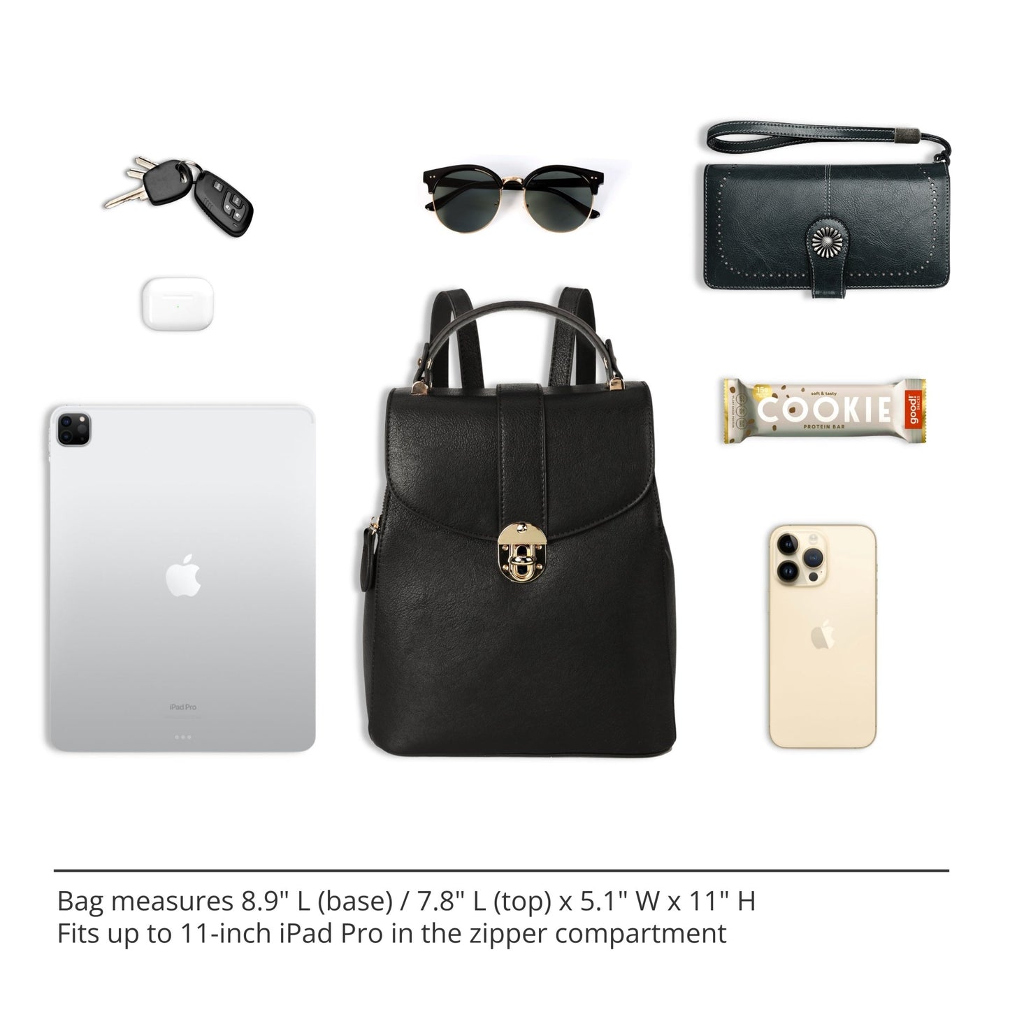 Layla Tablet Backpack, Black Handbags and Purses - Rofozzi