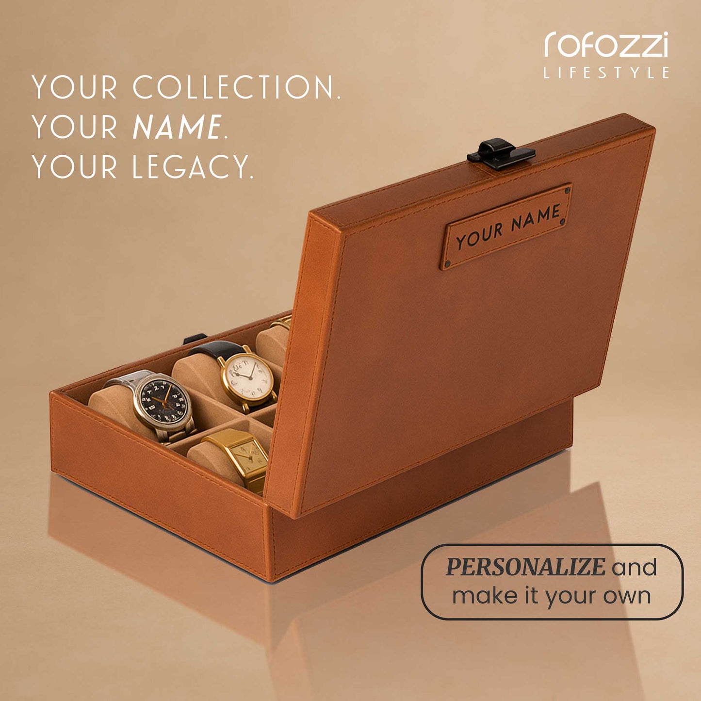 Customizable 8 - Slot Genuine Leather Watch Case Watch Case - Rofozzi