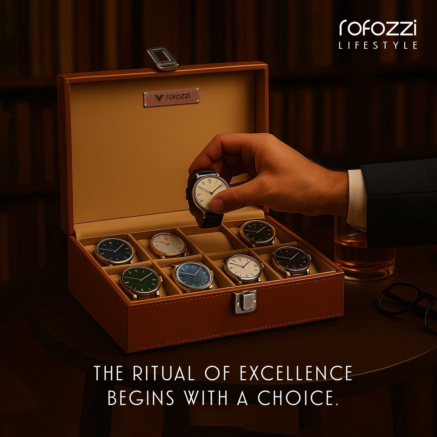 Customizable 8 - Slot Genuine Leather Watch Case Watch Case - Rofozzi