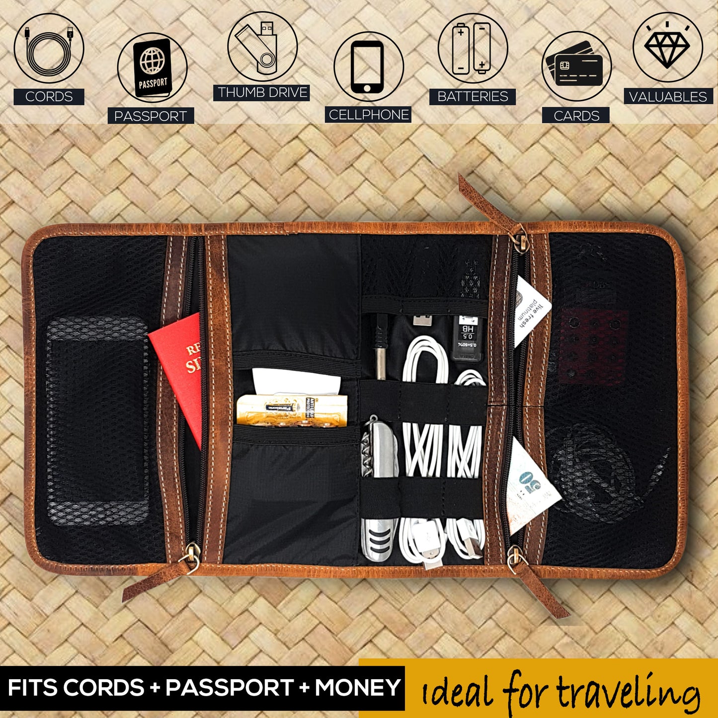 Sleek Tech Organizer - Tan