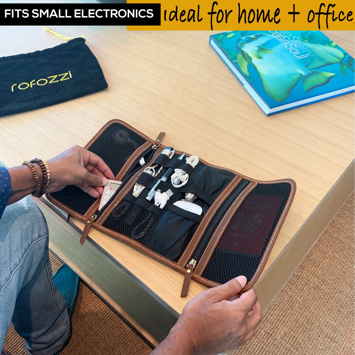 Sleek Tech Organizer - Tan