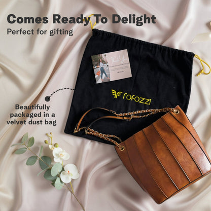 Nova Bucket Bag for Women (Brown) Handbags and Purses - Rofozzi