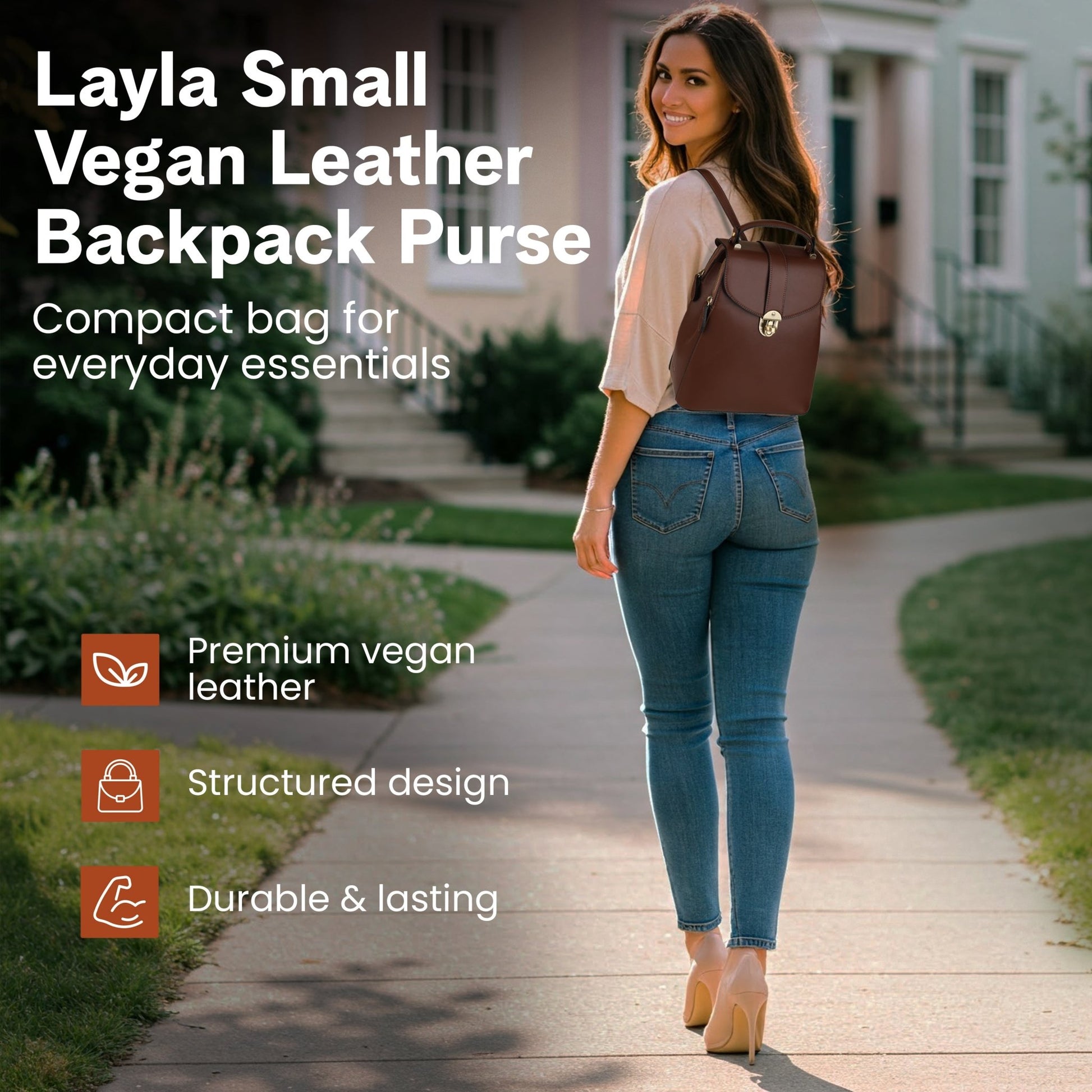 Layla Tablet Backpack, Espresso Handbags and Purses - Rofozzi