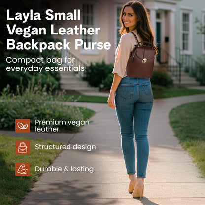 Layla Tablet Backpack, Espresso Handbags and Purses - Rofozzi
