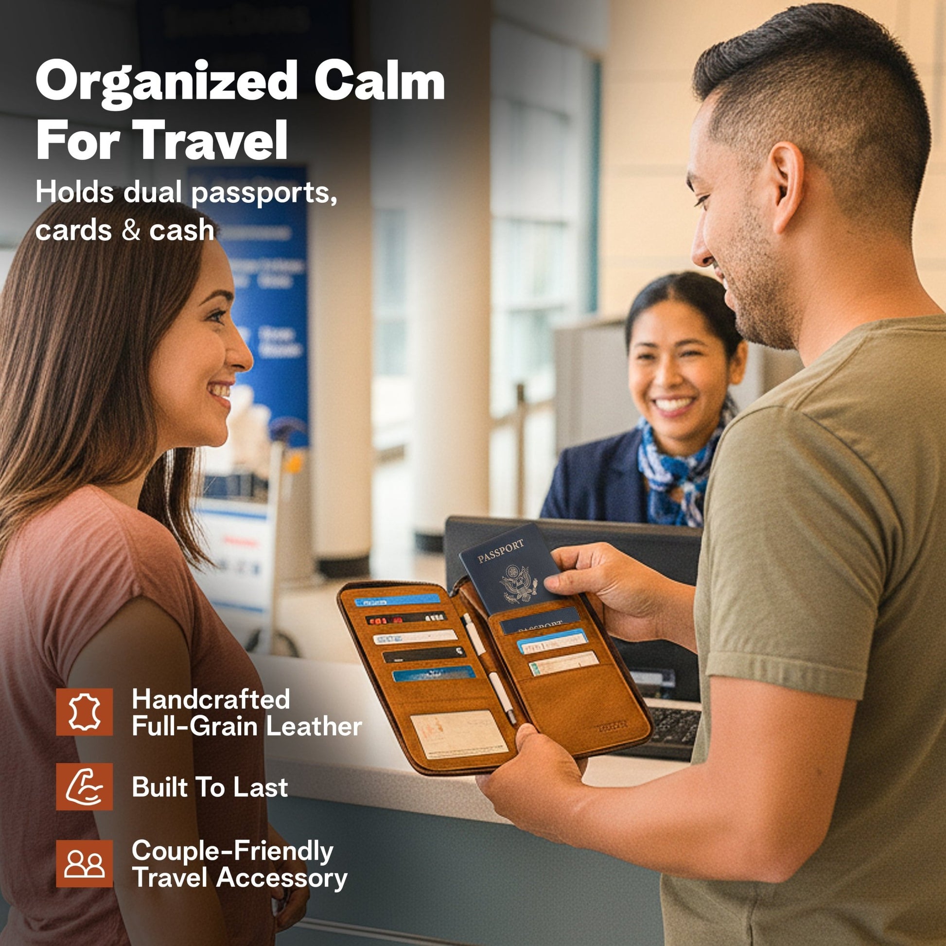 Navigator Leather Passport Holder for Travel Wallet - Rofozzi