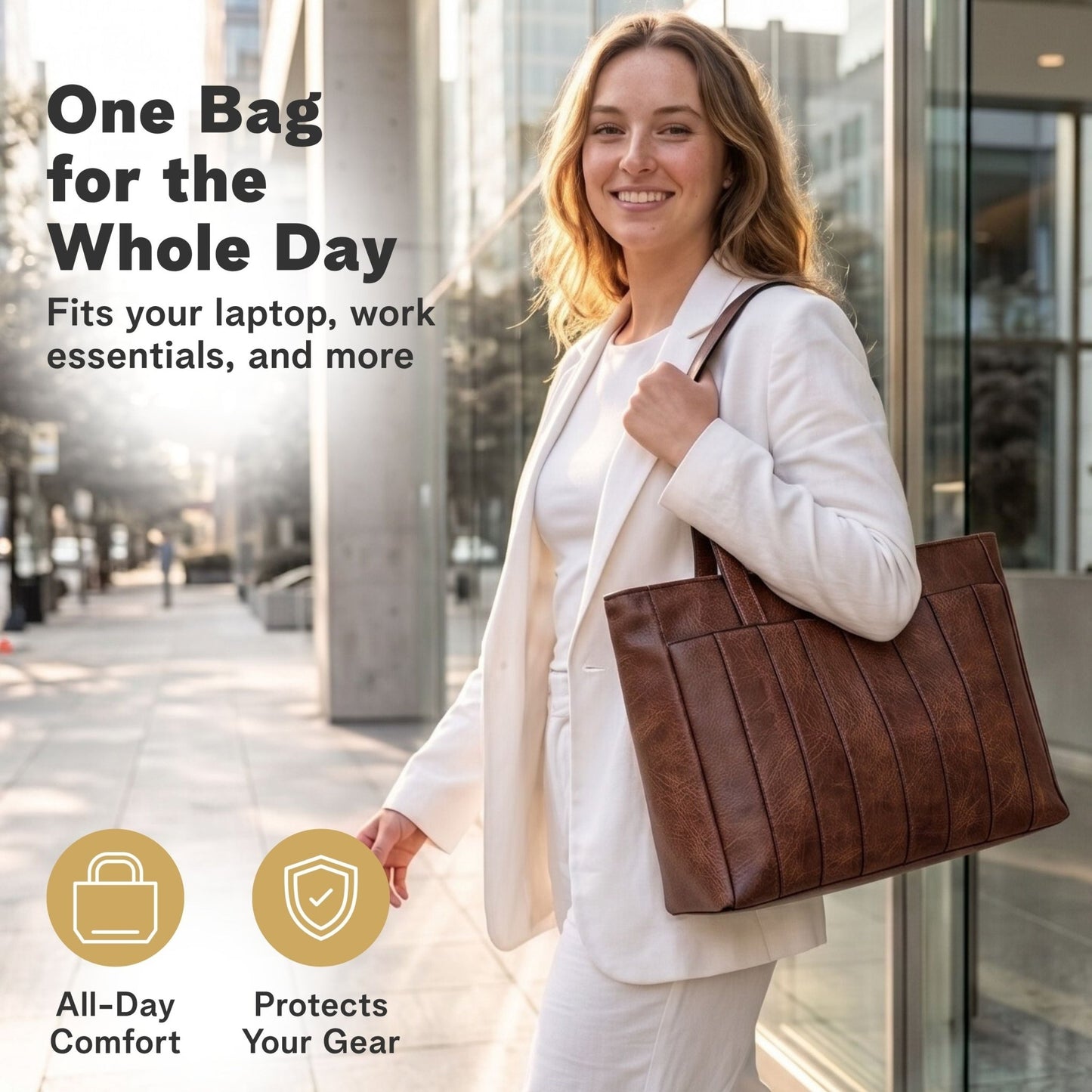 Vegan Leather Laptop Tote Bag for Women – 14 Inch Totes - Rofozzi