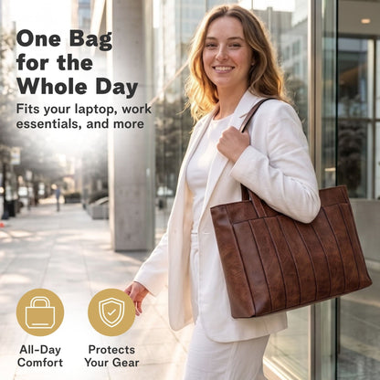 Vegan Leather Laptop Tote Bag for Women – 14 Inch Totes - Rofozzi