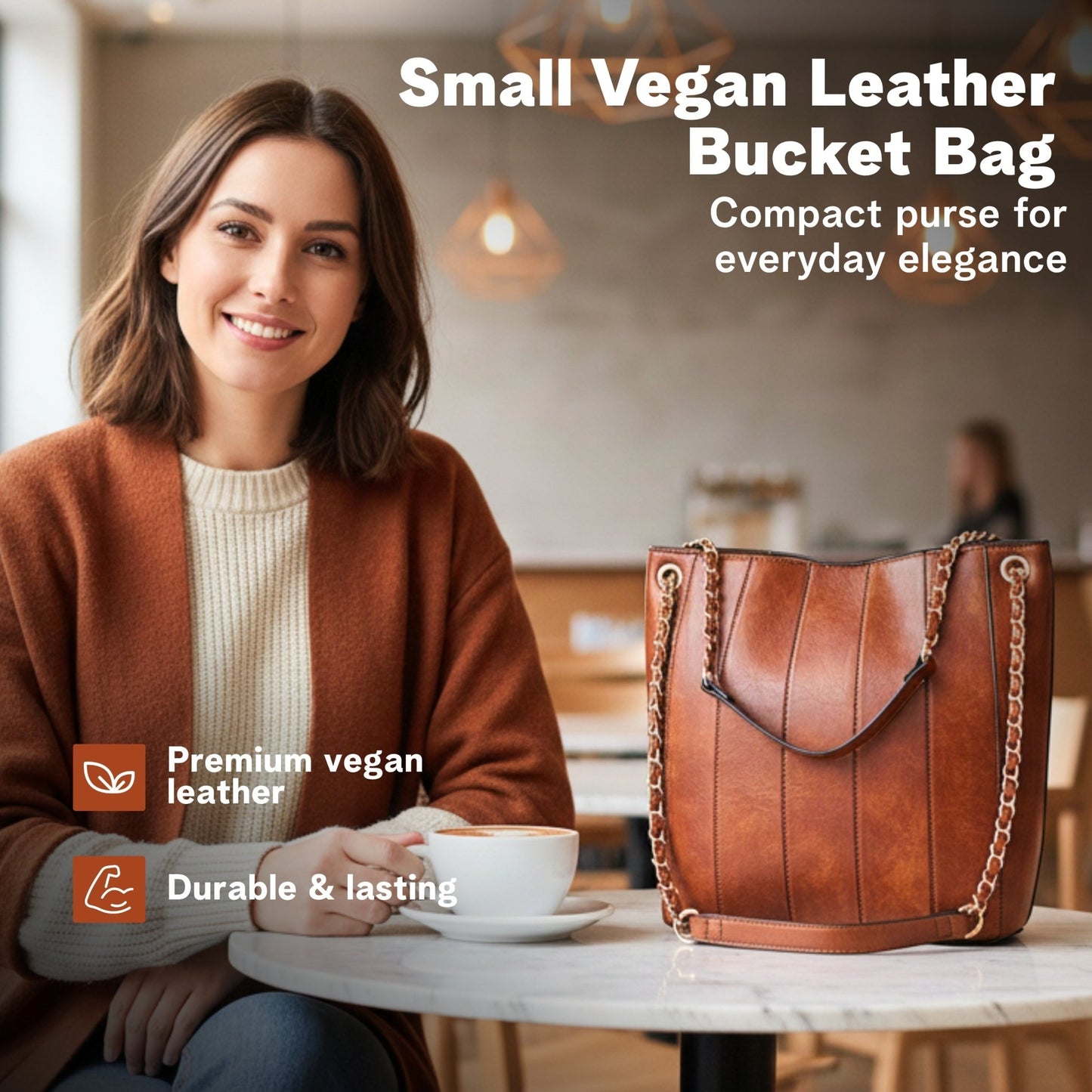 Nova Bucket Bag for Women (Brown) Handbags and Purses - Rofozzi