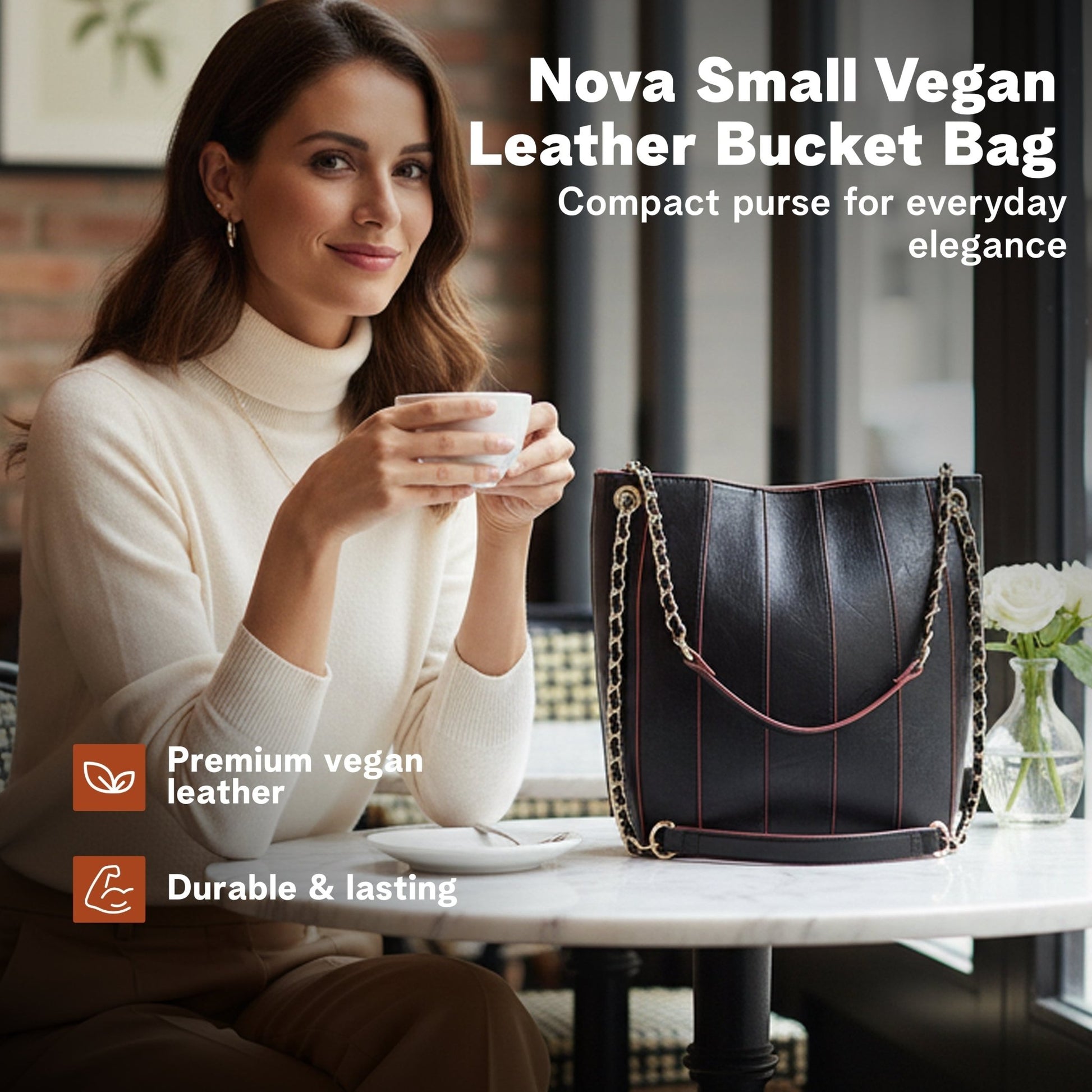 Nova Bucket Bag for Women (Black) Handbags and Purses - Rofozzi