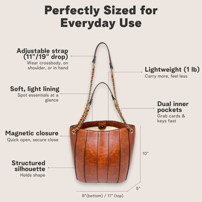 Nova Bucket Bag for Women (Brown) Handbags and Purses - Rofozzi
