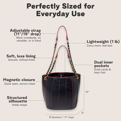 Nova Bucket Bag for Women (Black) Handbags and Purses - Rofozzi
