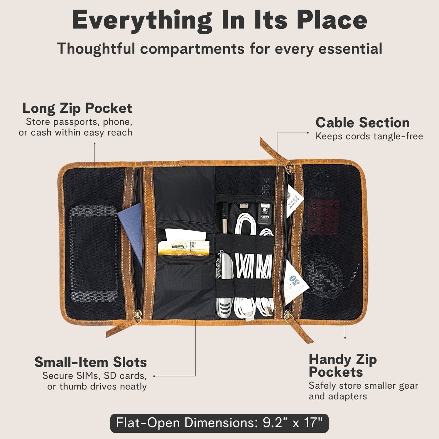 Scout Leather Roll - Up Cable Organizer Cable Organizers - Rofozzi