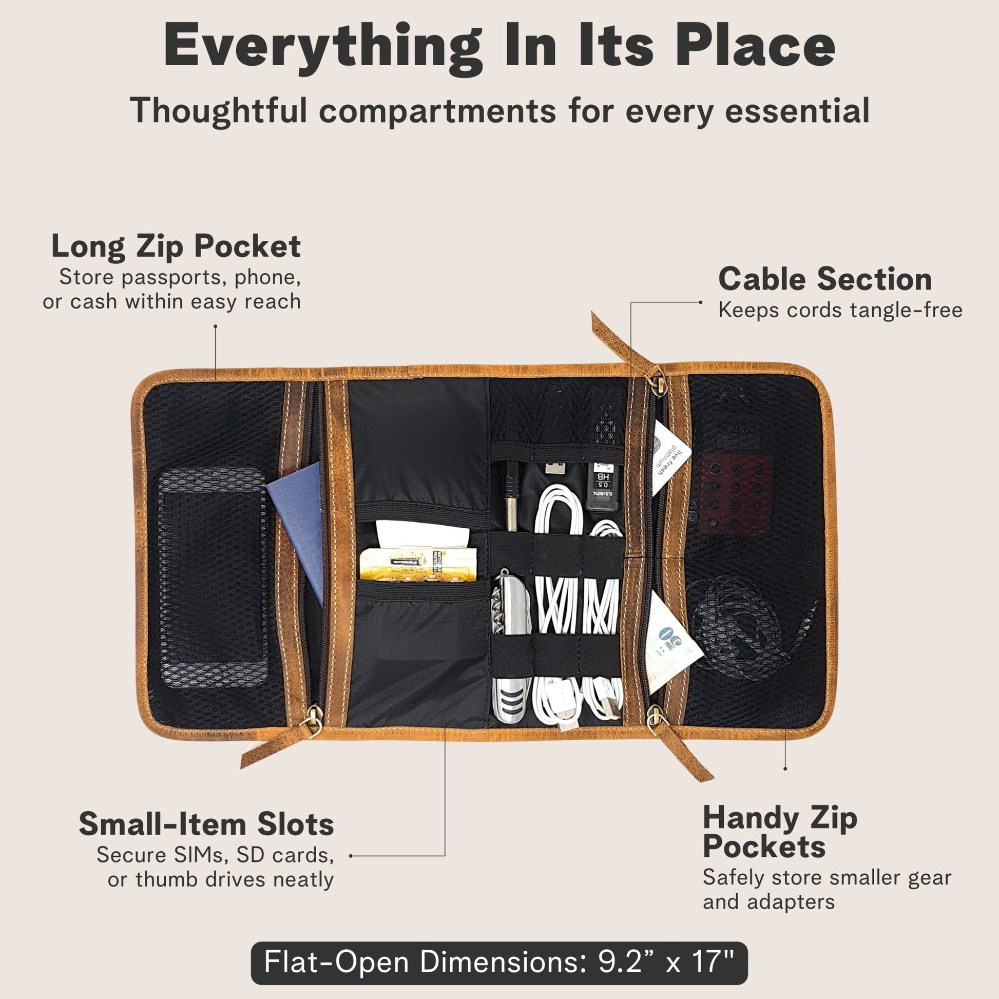 Scout Leather Roll - Up Cable Organizer Cable Organizers - Rofozzi