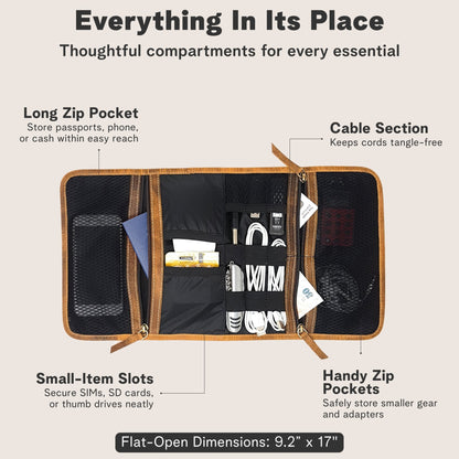 Scout Leather Roll - Up Cable Organizer Cable Organizers - Rofozzi