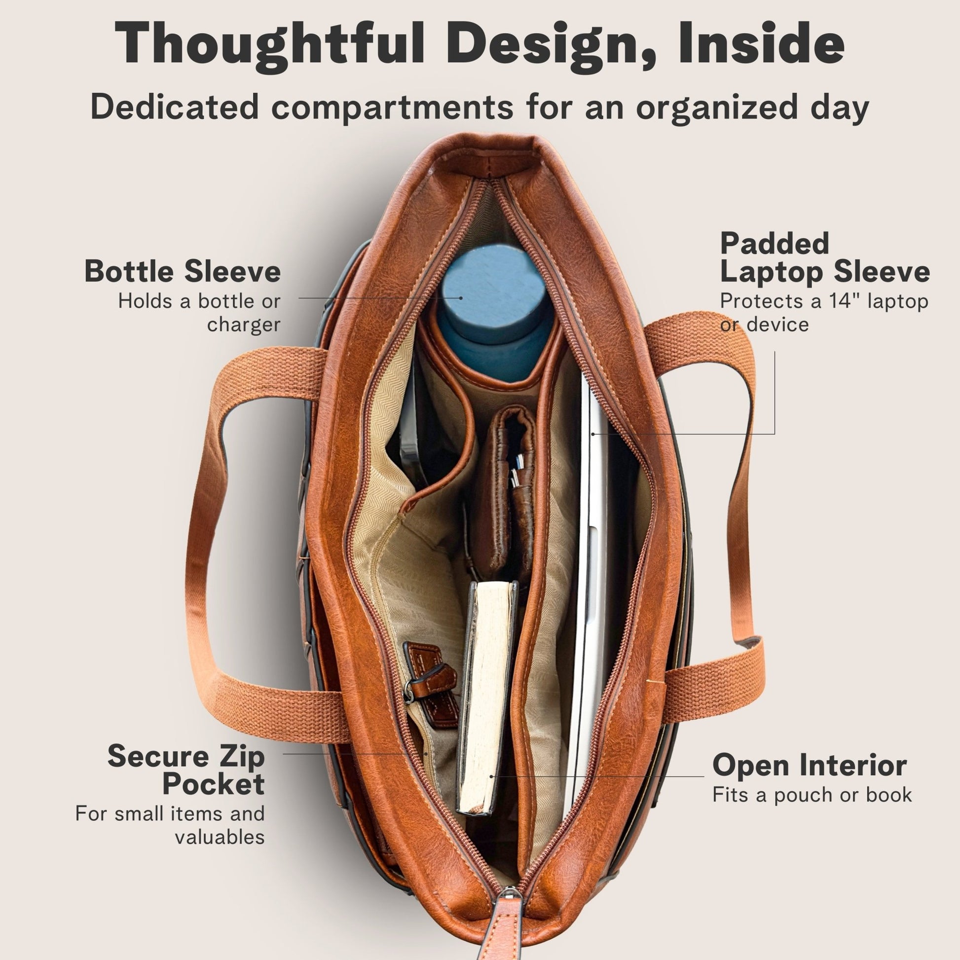 Vegan Leather Laptop Tote Bag for Women – 14 Inch Totes - Rofozzi