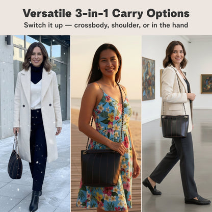 Nova Bucket Bag for Women (Black) Handbags and Purses - Rofozzi