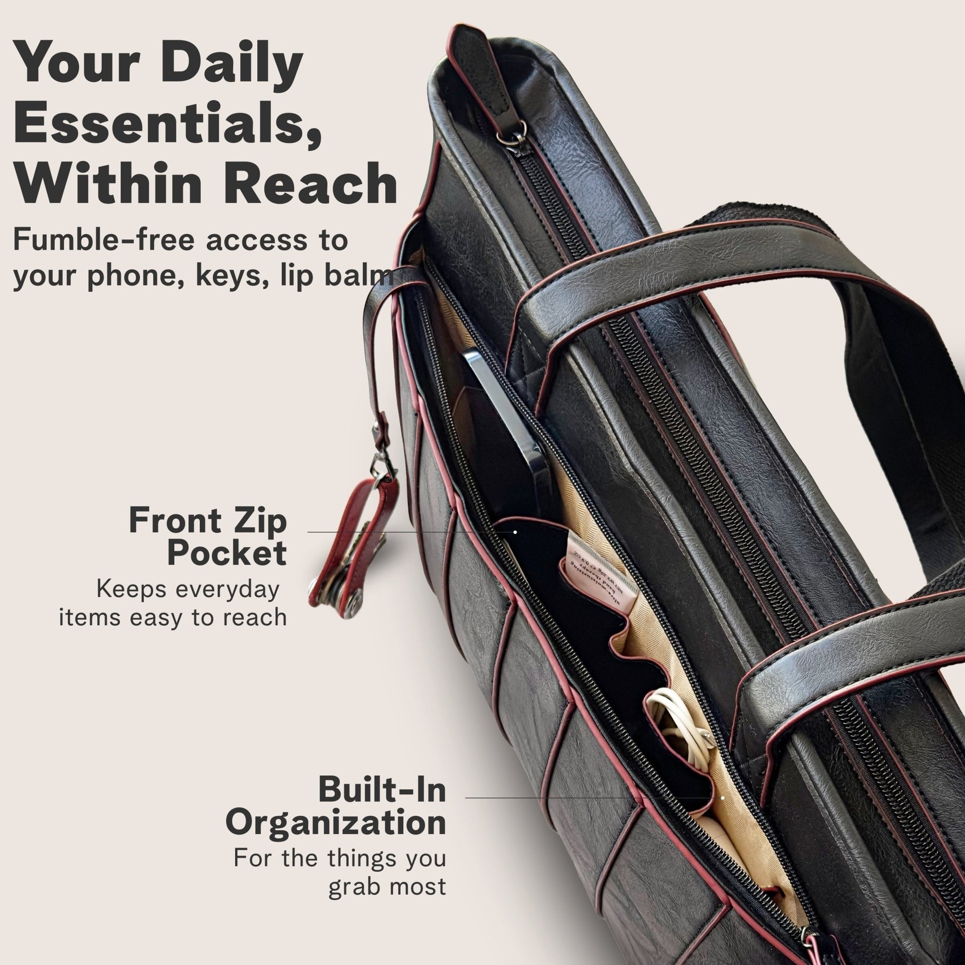 Vegan Leather Laptop Tote Bag for Women – 14 Inch Totes - Rofozzi