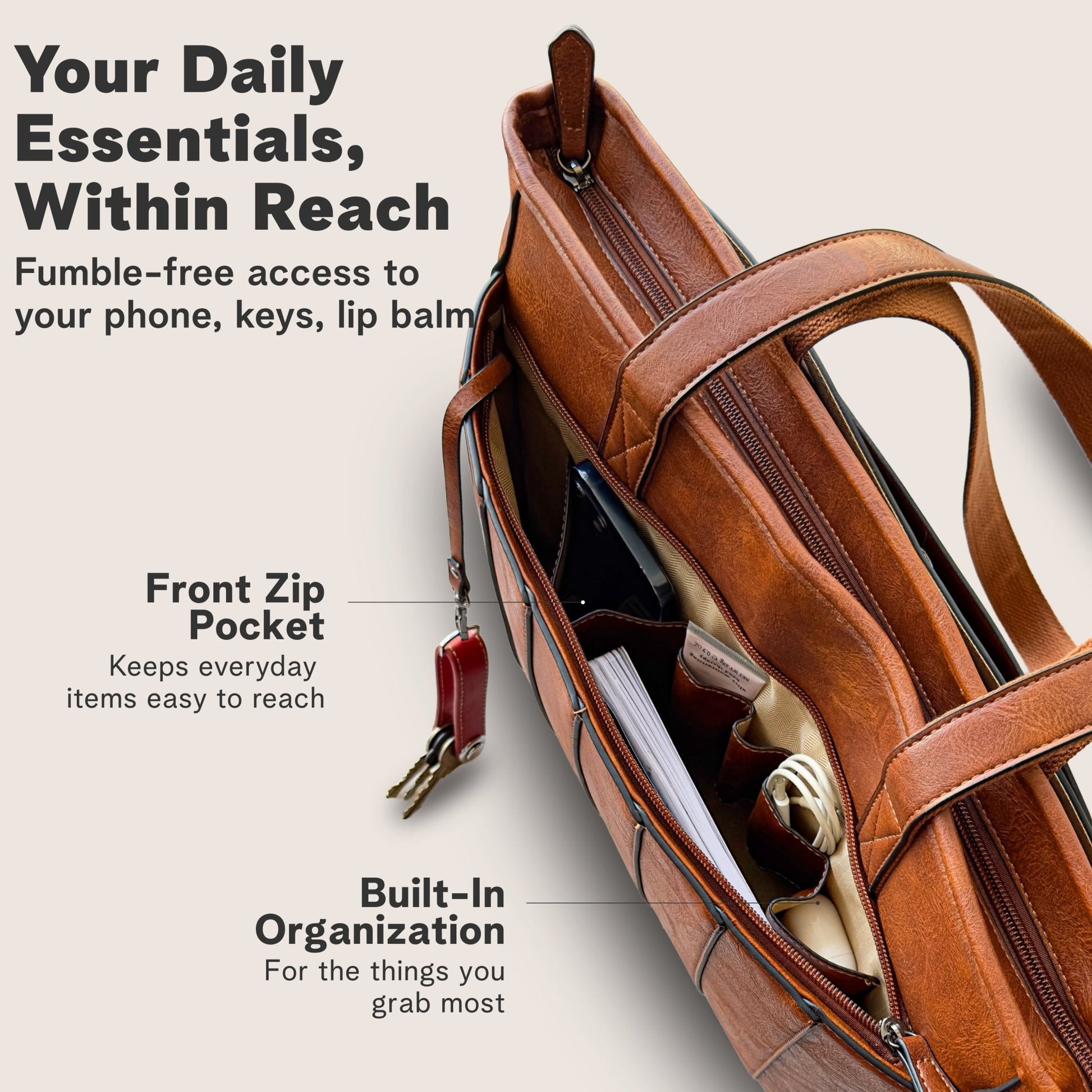 Vegan Leather Laptop Tote Bag for Women – 14 Inch Totes - Rofozzi