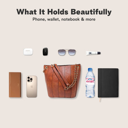 Nova Bucket Bag for Women (Brown) Handbags and Purses - Rofozzi