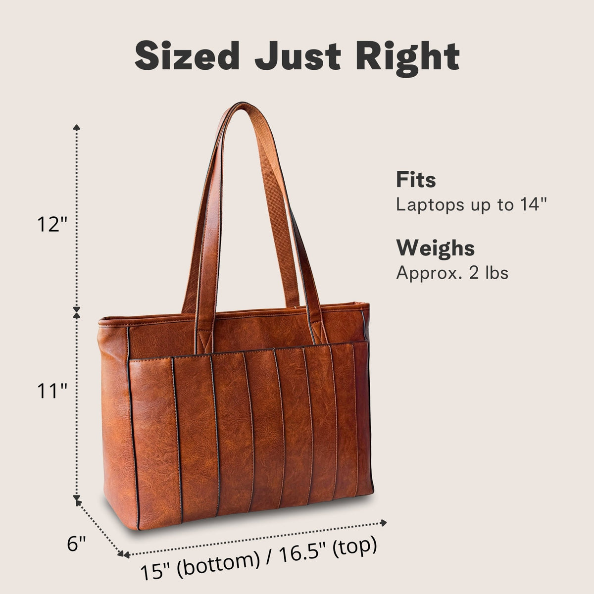 Vegan Leather Laptop Tote for Women, Fits 14-inch