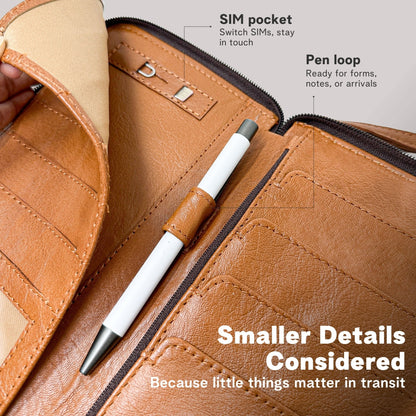 Navigator Leather Passport Holder for Travel Wallet - Rofozzi