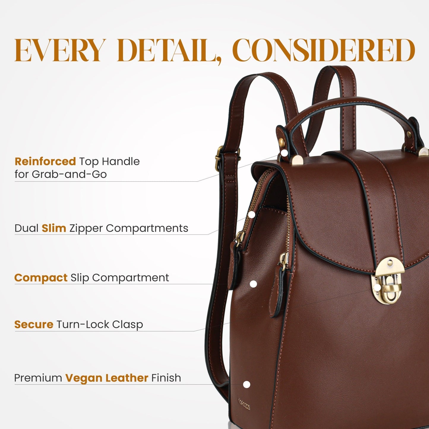 Layla Tablet Backpack, Espresso Handbags and Purses - Rofozzi