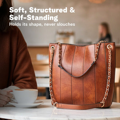 Nova Bucket Bag for Women (Brown) Handbags and Purses - Rofozzi