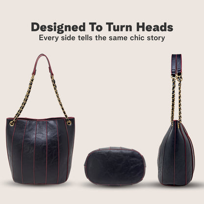 Nova Bucket Bag for Women (Black) Handbags and Purses - Rofozzi