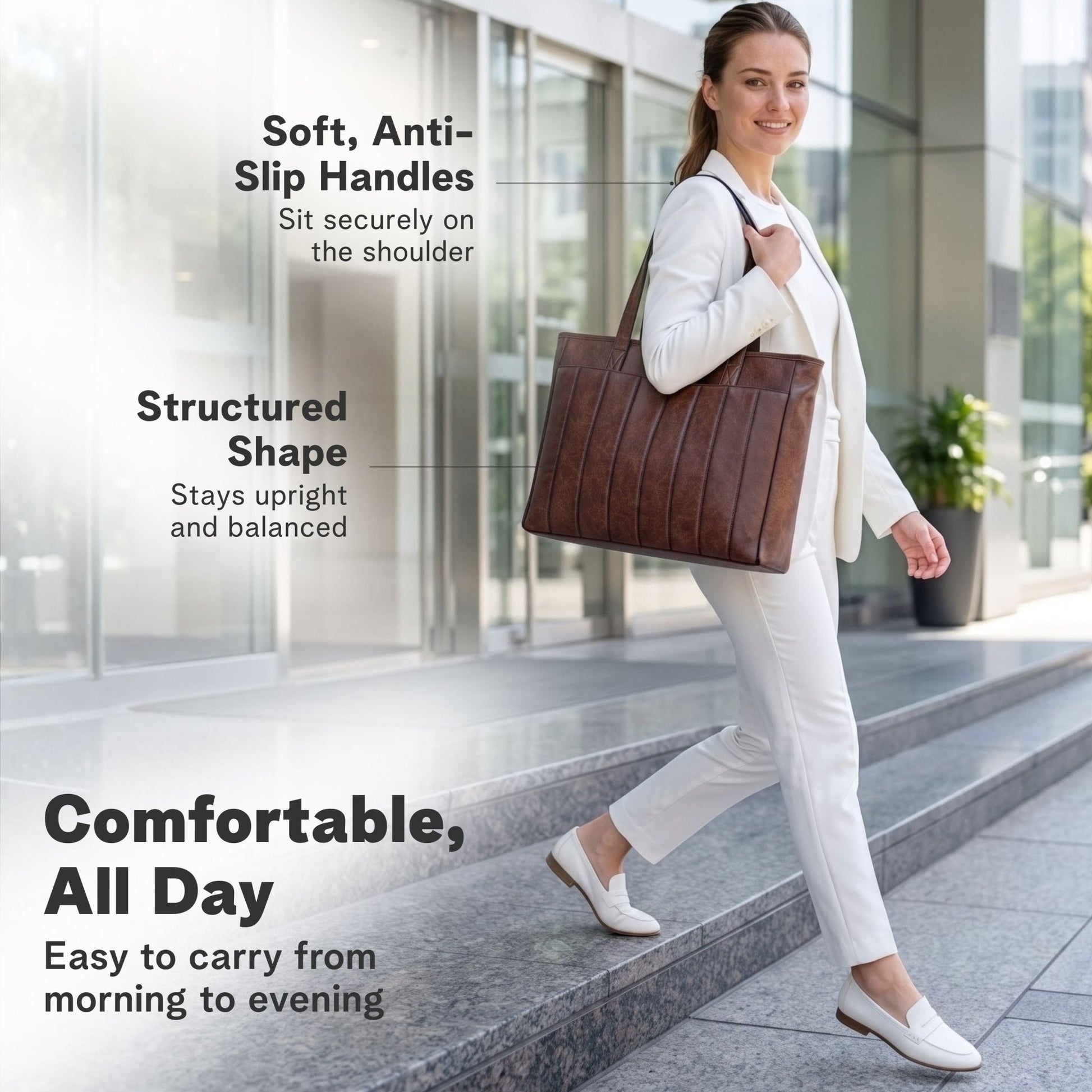 Vegan Leather Laptop Tote Bag for Women – 14 Inch Totes - Rofozzi