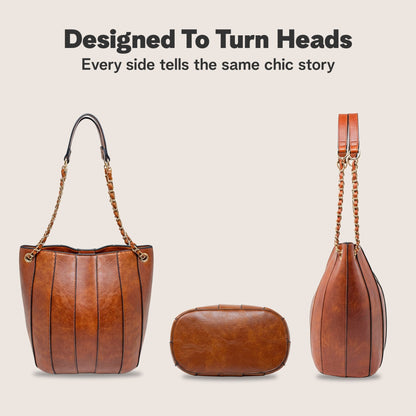 Nova Bucket Bag for Women (Brown) Handbags and Purses - Rofozzi