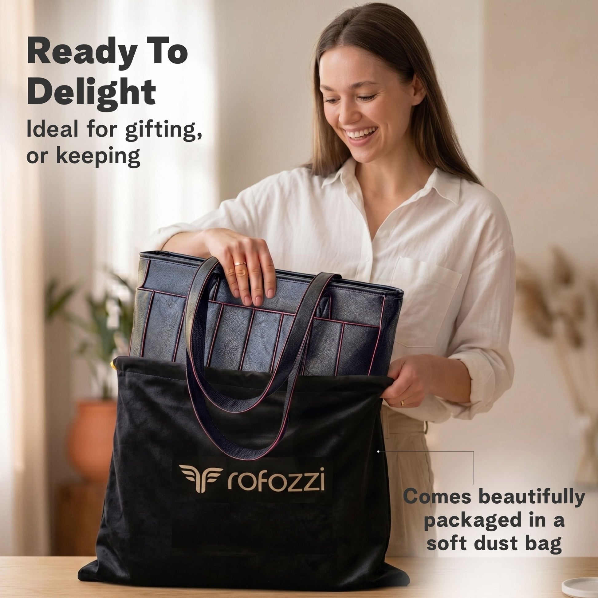 Vegan Leather Laptop Tote Bag for Women – 14 Inch Totes - Rofozzi