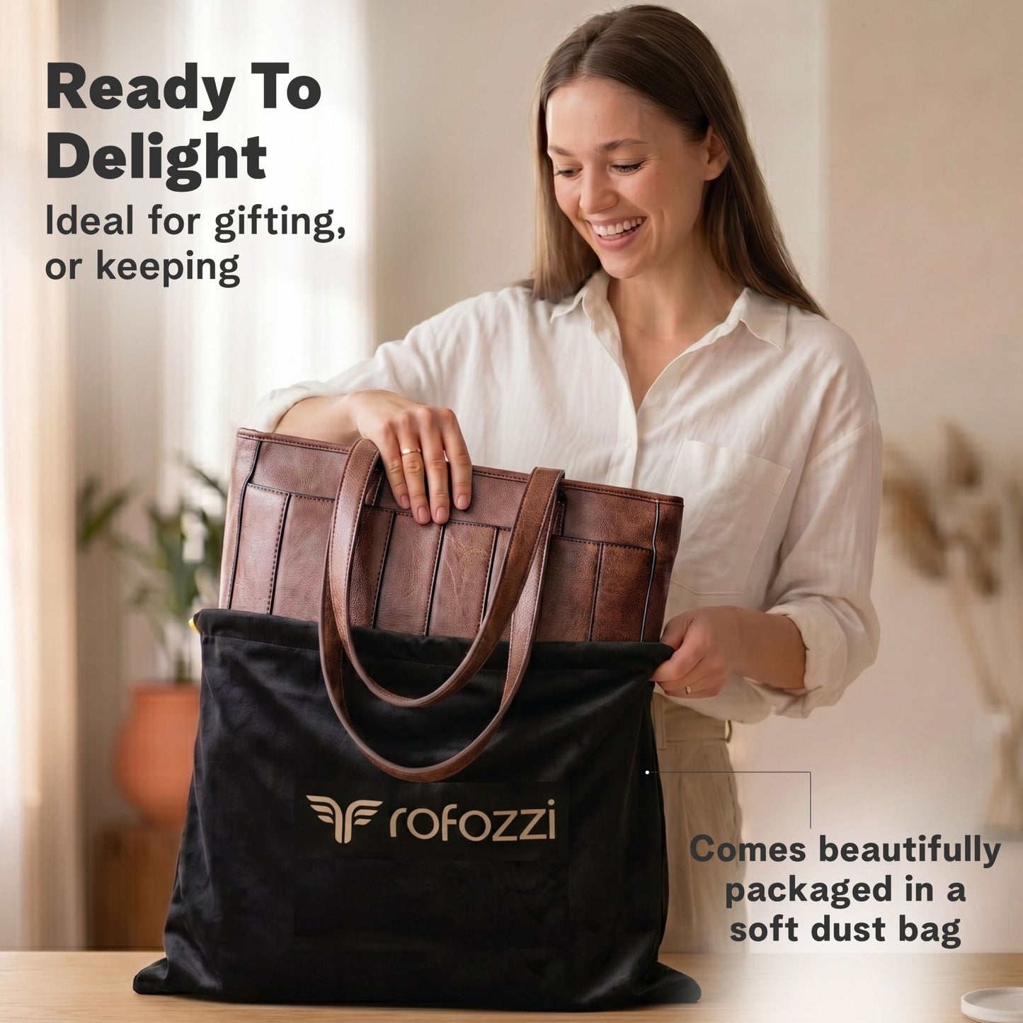 Vegan Leather Laptop Tote Bag for Women – 14 Inch Totes - Rofozzi