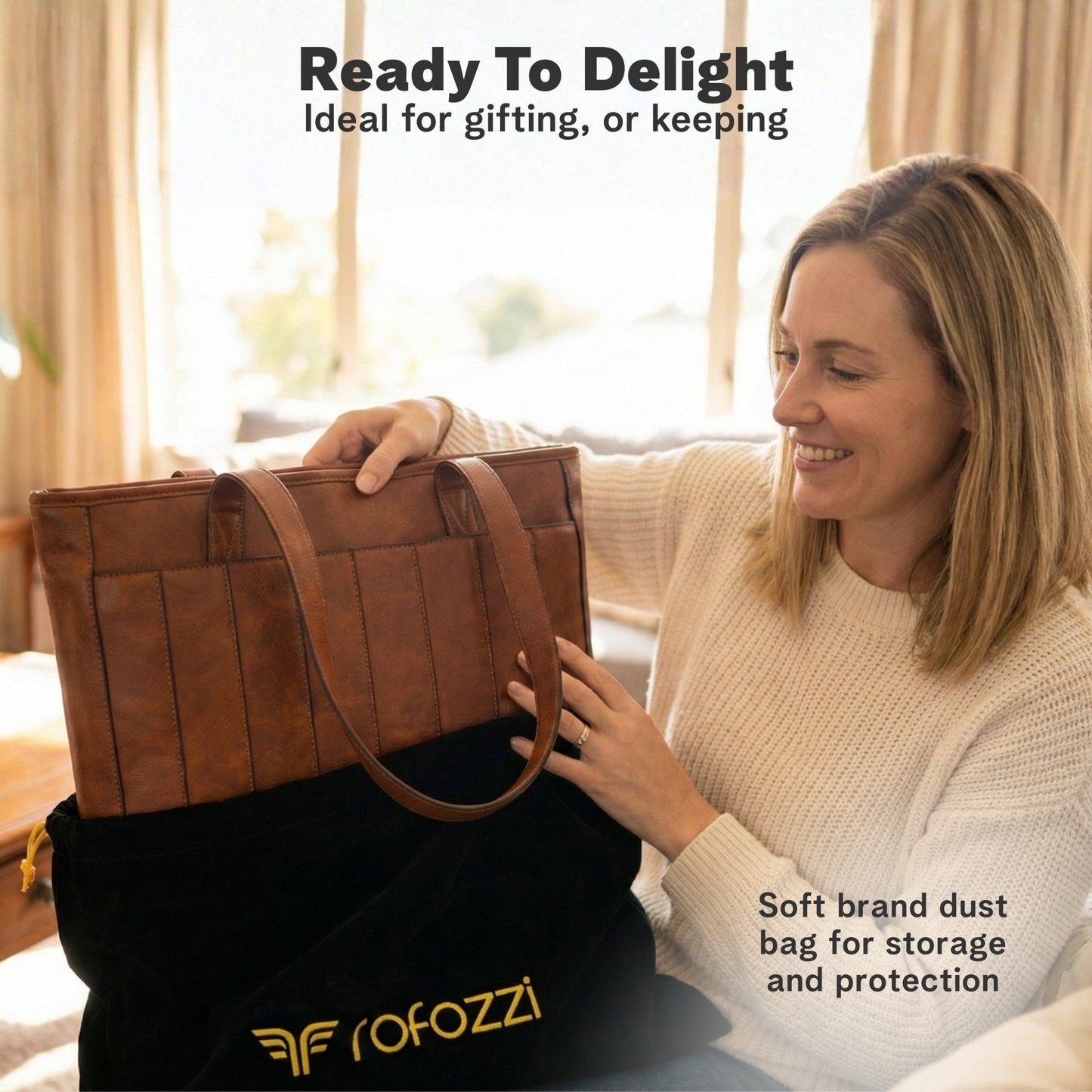 Vegan Leather Laptop Tote Bag for Women – 14 Inch Totes - Rofozzi