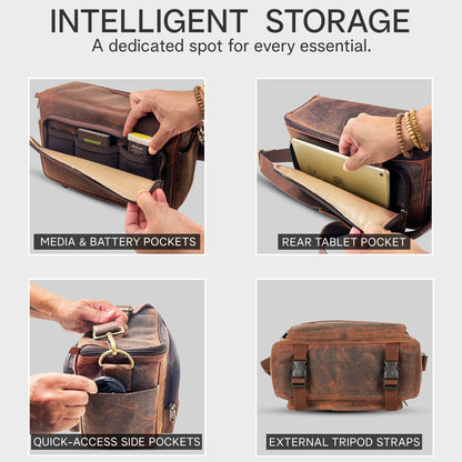 Rofozzi Ranger Vintage Full - Grain Leather Camera Messenger Bag Camera Bags - Rofozzi