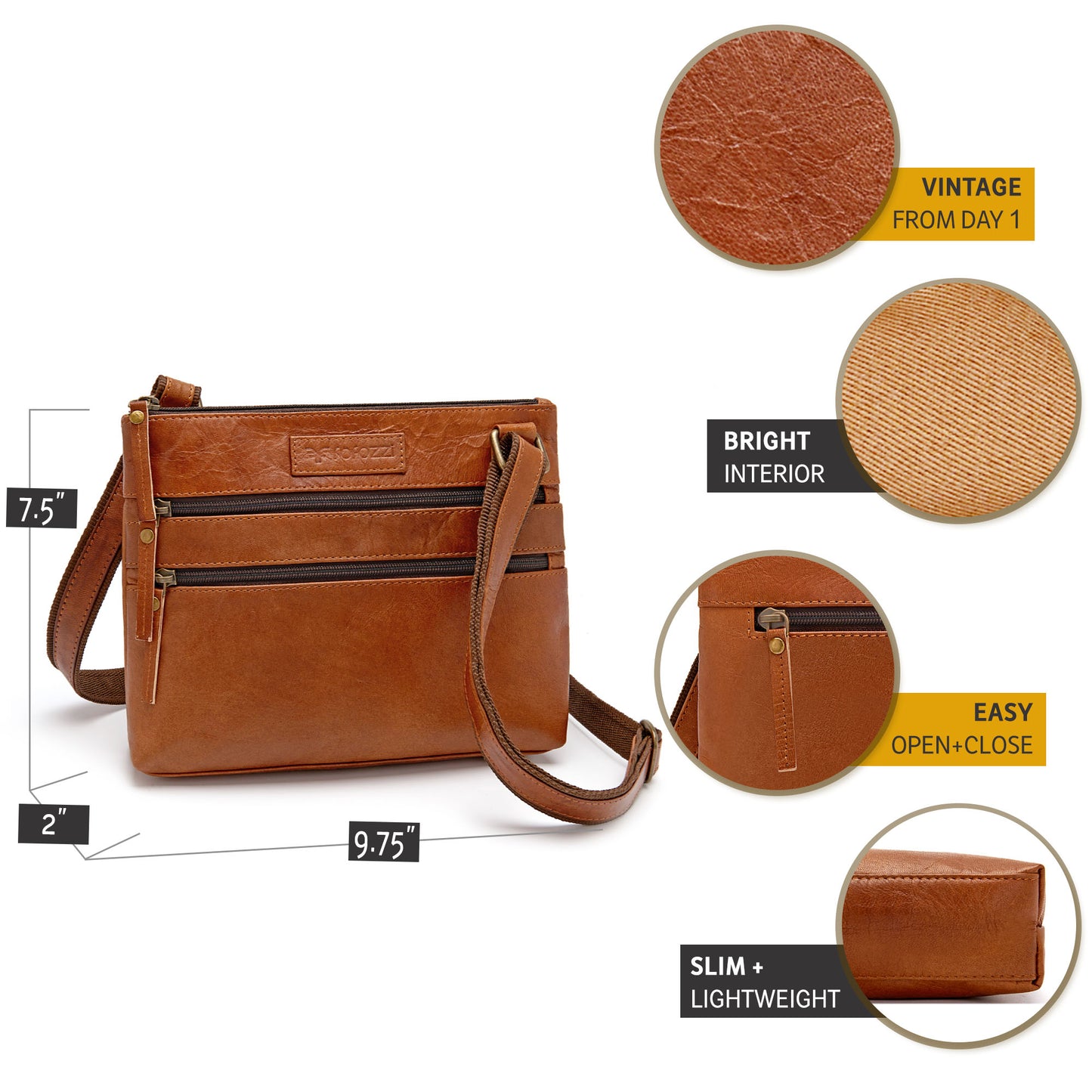 Leather Crossbody Bags For Women - Hazel