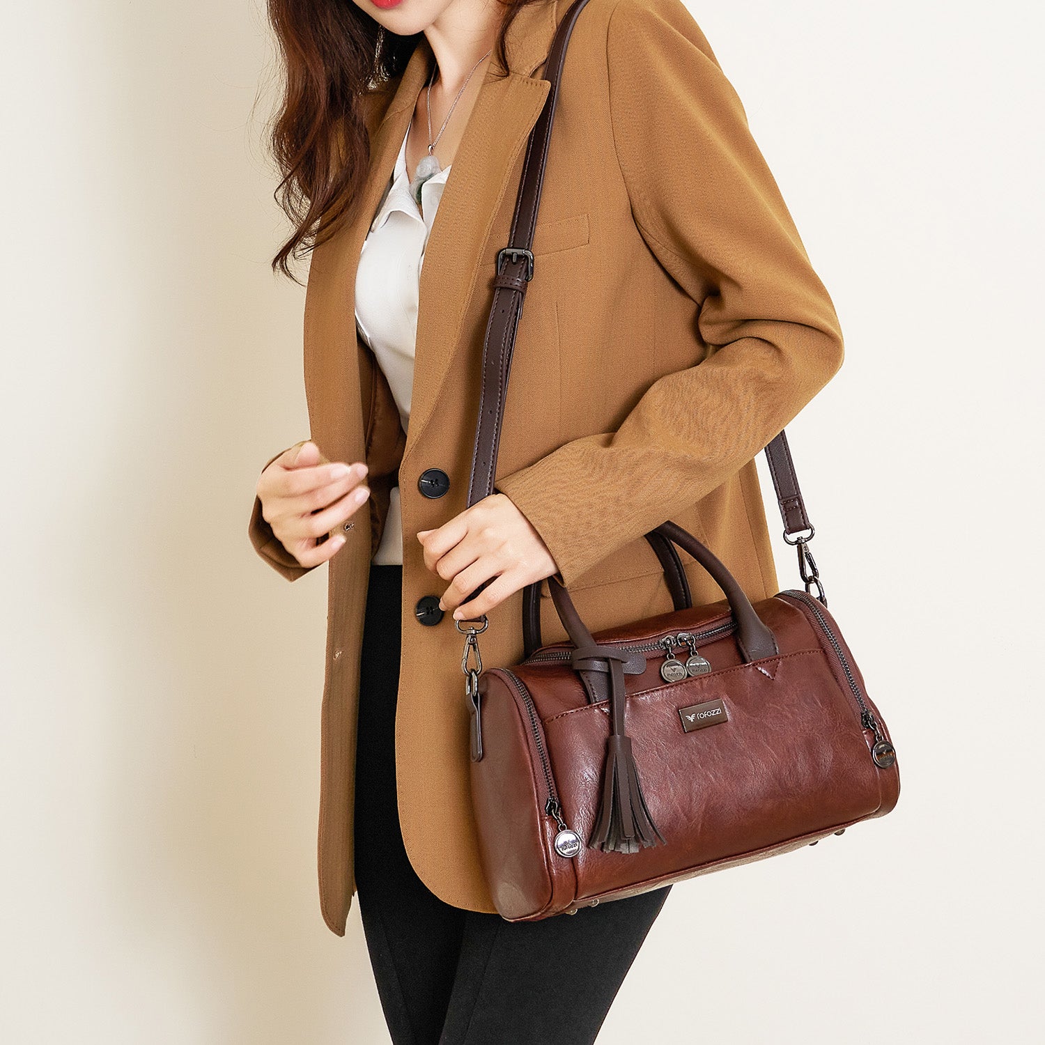 Brown Status Icons Barrel Crossbody Bag